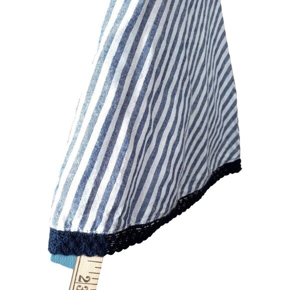 NWT Life Style Navy/White Long Sleeve Blouse Navy Trim Off Shoulder Size Large - Picture 8 of 10